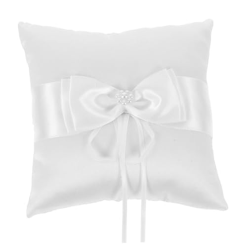 WOFASHPURET Elegant Wedding Pillow with Beaded Double Flower Knot Secure Cushion for for Ceremonies Engagements and Anniversaries Versatile and Stylish Design