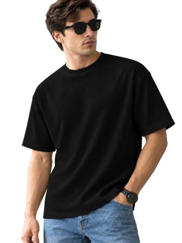Image of Leriya Fashion T Shirt for Man | Men Luxury Vertical Stripe Textured T-Shirt | Classic Crew Neck Short Sleeve Knit Tee | Cotton Tshirts for Men | Regular Fit Soft Tshirt with Modern Golf Athletic