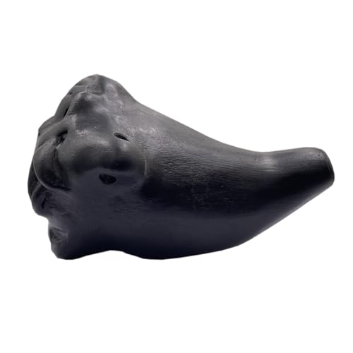 Spooky Aztec Death Whistle, Strange Fish Shape, Loud Human Scream War Sound, Halloween Creepy Gift (Black02)