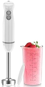 Bonsenkitchen 2-in-1 Pürierstab, 1000 W Edelstahl-Stabmixer, 2 Geschwindigkeiten, mit 700 ml Messbecher mit Deckel, für Babynahrung, Suppen, Smoothies, Pürees
