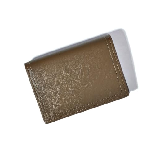 Card Holder PU Button Short Wallet Simple Solid Color Coin Purse Female(khaki)