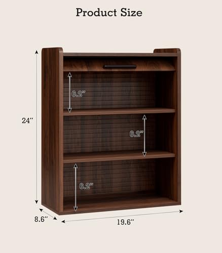 Image of ZttRiee Bathroom Wall Cabinet, Medicine Cabinet with Roll-Up Door & 3 Shelves, Over The Toilet Wall-Mounted Storage Cabinet, Walnut