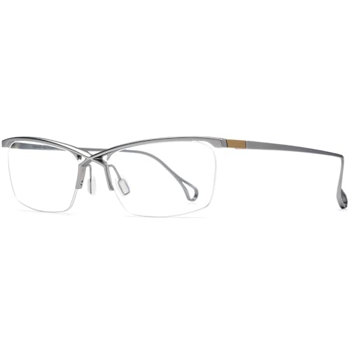 Image of FONEX Pure Titanium Glasses Frame Men Semi Rimless Square Eyeglasses Eyewear DTX416