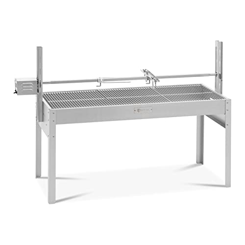 Royal Catering Barbecue Tourne Broche Motorisé 40 kg - Longueur 127 cm - Inox - Méchoui Rôtissoire