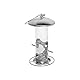dobar® 10089 Vogelfuttersäule mit Edelstahlschlaufe - Futterstation für Wildvögel - Futterspender Acryglassilo für Sämereien - Futtertablet Stahl für Garten/Terrasse/Balkon - Ø 14 cm x 26 cm - Silber