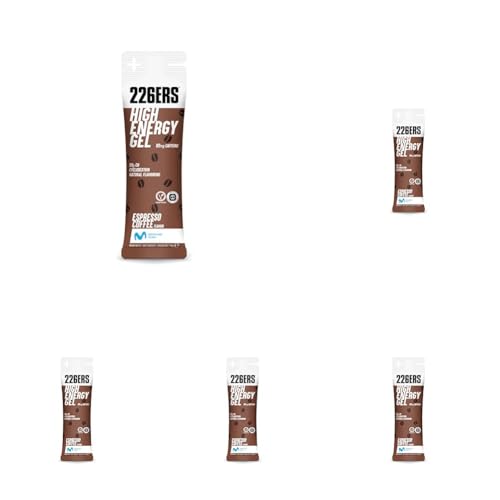 226ERS High Energy Gels | Geles Energéticos con 50g de Ciclodextrina como Hidrato y 80 mg de Cafeína, Vegano, Café Expresso - 1 Gel (Paquete de 5)