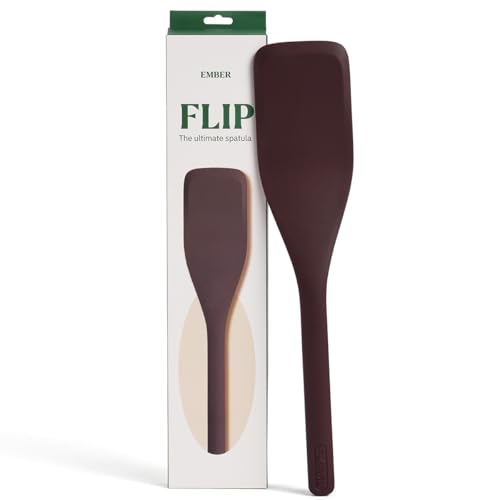 Image of Ember Cookware Silicone Flip Spatula 34 cm | 230C Heat Resistant | Wide, Versatile Spatula for Dosa, Pancakes & Cutlets | Platinum Grade Silicone | Non Scratch Seamless Unibody Design | Wine