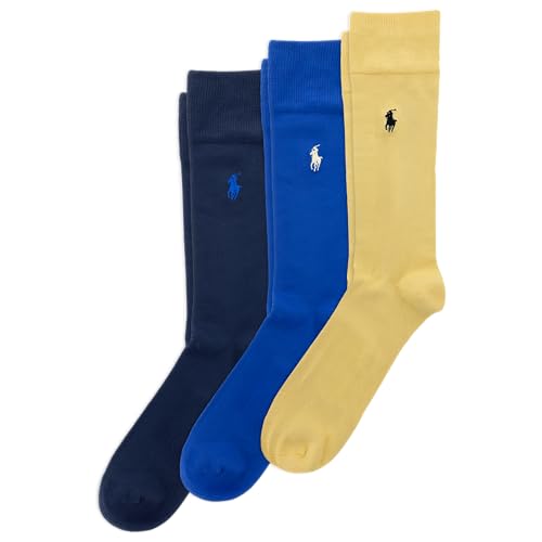 Polo Ralph Lauren Mens Supersoft Flat Crew Sock Soft Yellow 6-12.5 3 Pack