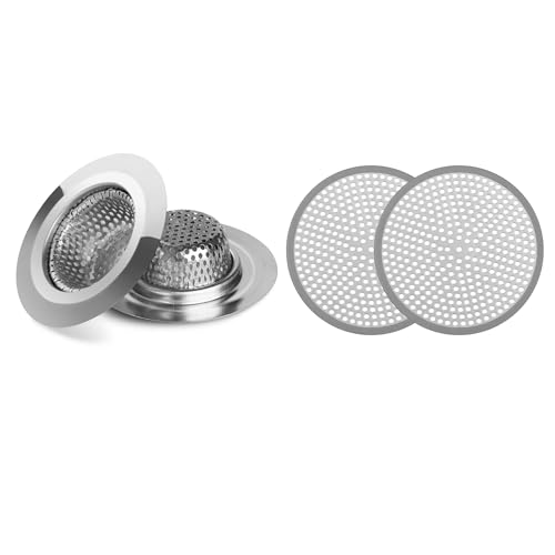 Ohtomber 2PCS Bathtub Drain Strainer and 2PCS Shower Drain Hair Catcher