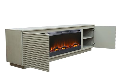 LUMILAND 89 Inch Fireplace TV Stand for TVs Up to 100 Inches with Electric Fireplace Insert, Sandstone Finish - Image 4