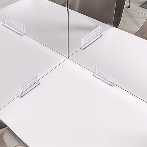 Soujoy 50 Pack Self Adhesive Sneeze Guard Holder, 3'' X 1.6'' Acrylic Panels Holder Clip, Glass Sign Holder Stand, Desk Dividers Privacy For 0.1 To 5Mm Thick #TOP5