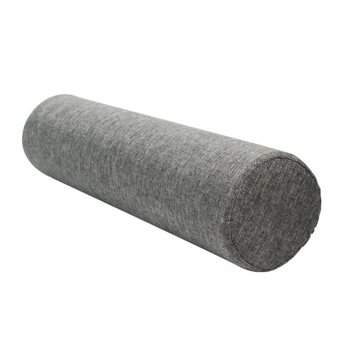 Almohada Cilíndrica Redonda y Alargada, Suave y Cómoda Almohada Cervical, Tela de Lino para Cabeza, Espalda, Piernas y Yoga, Cojín Cilindrico para Sofá y Cama(Dark Gray,12 x 90 cm)