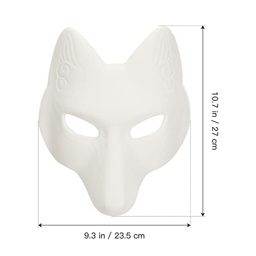 jojofuny White Fox Mask 2Pcs Pu Half Face Diy Animal Mask for Halloween Party Cosplay White Fox Crafting Costume for Masquerade and Costume Events - Image 2