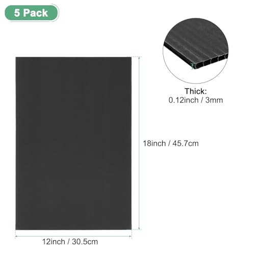 Image of M METERXITY 5-Pack Corrugated Plastic Sheets, 12 Inch x 18 Inch Waterproof Blank Corrugated Poster Board Yard Signs for Garage Sale /Office /Classroom /Party /Lawn Sign Road [3mm Thick, Black]