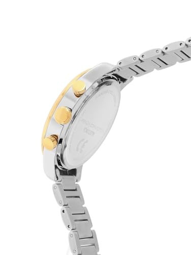 Image of French Connection Sunray Silver Round Dial with Gold Two Tone Stainless Steel Strap Chronograph Watch for Mens - FCN0120TM