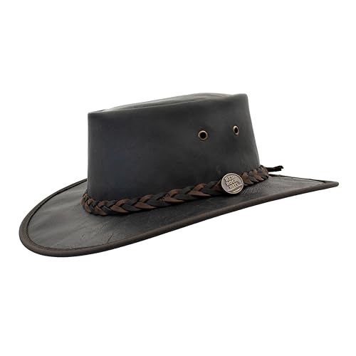 Red Rock Hats 1078 Kangaroo Two Tone - Australian Outback Hats for Men - Kangaroo Leather, Aussie Made, Foldable Outback Hat, Wide Brim, Durable, Water Resistant, Travel Bag (Large, Ironstone)