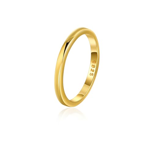 Lantine 2mm Simple Pinky Ring Silver High Polishing Dome Thin Minimalist Stacking Knuckle Plain Band Ring Size 2-8.5