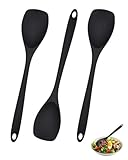 JUKOTA 3 Stück Rühr Kochlöffel, je 27.5 cm hitzebeständig bis 210°C, ergonomischer Griff, ideal für Antihaftkochgeschirr, Spülmaschinengeeignet(Schwarz)