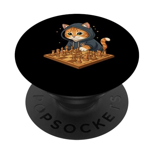 Cat Chess Master Cute Kitten Art Cat Lovers PopSockets Adhesive