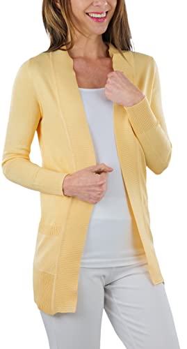 Image of ToBeInStyle Women's Long Sleeve Rib Banded Open Sweater Cardigan