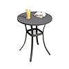 DIFY 276 Round Patio Dining Table Outdoor Bistro Table with Rust Resistant Metal Frame Ideal for Lawn Backyard and Deck Grey