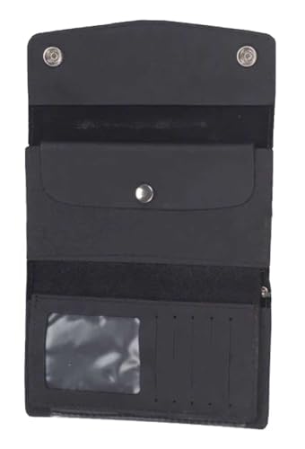 Derringer Men's Biker Chain Distressed Leather Tri-Fold Snap Wallet, Black/Brown2