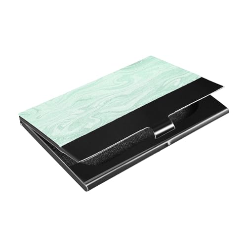 Kigai Business Card Holder, Abstract Marble Mint Green Metal Men's Women's Credit Card & Holder Wallet Fashionable Durable Portable Business Card Case