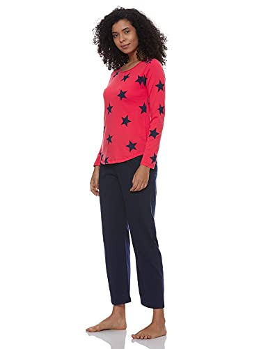Image of A.T.U.N. (ALL THINGS UBER NICE) Womens Printed Cotton Relaxed Fit Sleepwear Clothing Set | Tees with Pyjama Set