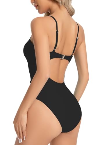 Womens One Piece Swimsuit Tummy Control Cross Cutout Bathing Flattering Sexy Twist Lady Bathing Suit2