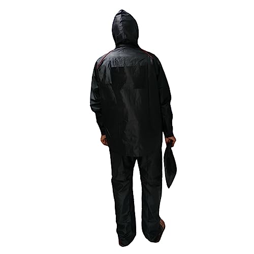 Image of Men's Waterproof Raincoat or Rainsuit Set - Includes Top and Bottom, Adjustable Hood, Inner Mobile Pocket, and Storage Bag - Polyester Reversible Double Layer Design