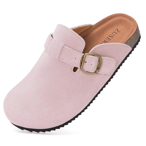 Dokela Sabots Enfant Ajustables Chaussons de Jardin Fille Mules Liège Pantoufles Garçon Sabots Douces Maison Chaussures Antidérapantes,Rose,37EU