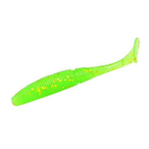 Guangcailun 15pcs / Set Luminoso Paddle Tail Suave Grubs señuelo bajo de Cebo de Pesca 50mm 1g Glow Worm T Cola señuelo de Plantilla Cabeza señuelo Suave de la Pesca Bass Mandarín