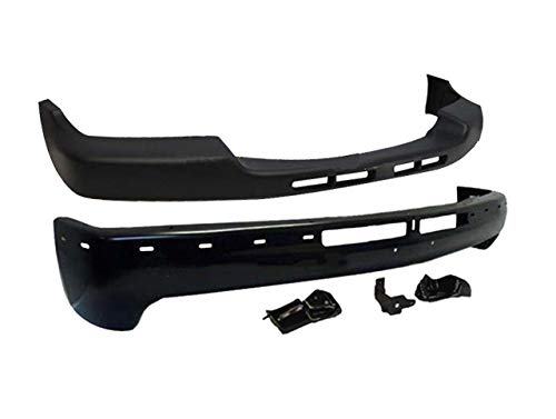 Bundle For 99-02 CHEVY SILVERADO 2500HD 3500 FRONT BUMPER UPPER CAP FACE BAR BLK WITH BRACKETS GM1051106 GM1003128