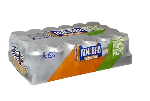 IRN-BRU Sugar-Free Diet, 24 Pack Zero No Sugar & Low Calorie Fizzy Drinks Multipack Cans - 24 x 330ml Cans