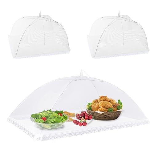 duisoad 3 Stück Fliegenhaube Faltbare Abdeckhaube Lebensmittel Fliegenhaube faltbar Abdeckung Zelt Obsthaube für Essen, Grillen, Partys, Buffets, Picknicks, 3-Food Cover