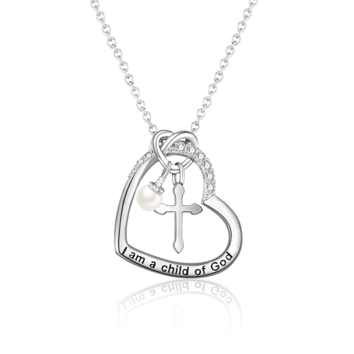 GULICX Cross Necklace for Girls Kids, Child of God Jewelry Christian Gifts for Easter Baptism First Communion Confirmation Valentines Birthday Christmas