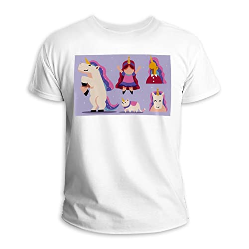 T-shirt licorne violet en 100% coton col rond taille XL pour un confort quotidien