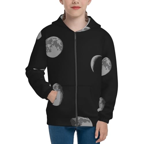 Waxing Waning Moon1 Kids Pullover Hoodies Boys Zip Up Sweatshirts Girls Athletic Clothes with Pocket3