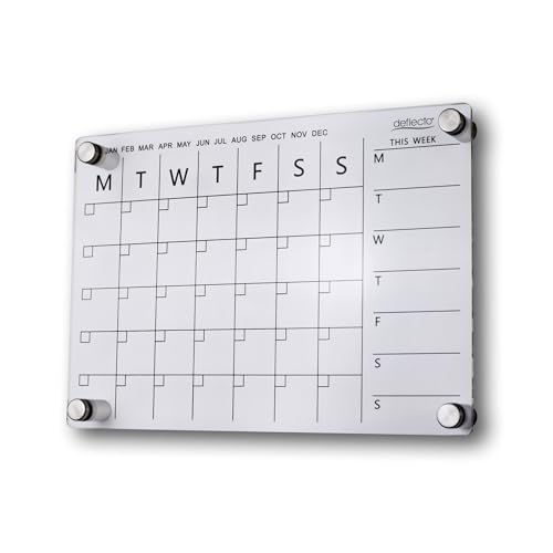 Deflecto A4 Acrylic Weekly/Monthly Planner Wall Mounting System 29.7cm x 21cm, ideal for Activities, Reminders, Homework, Meal Planning.