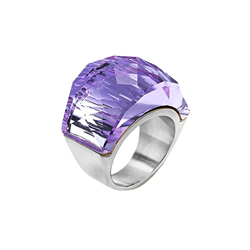 Image of HIJONES Men Women Stainless Steel Cubic Zirconia Royal Crystal Rings Wrap Band Cocktail Style