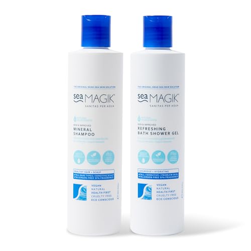 Sea Magik - Salicylic Acid Shampoo and Refreshing Vegan Body Wash, with Hydrating Dead Sea Salt and Strengthening Seaweed, Soothes and Nourishes, Vegan, Cruelty Free (2 x 300ml)