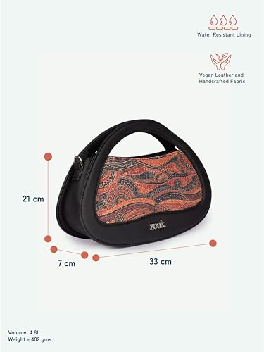 Image of ZOUK Nadia Sling Bag for Women - Stylish Crossbody with Cutout Top Handle | Handcrafted Shoulder Bag with Multiple Pockets & Water-Resistant Lining | Formal & Casual Use |