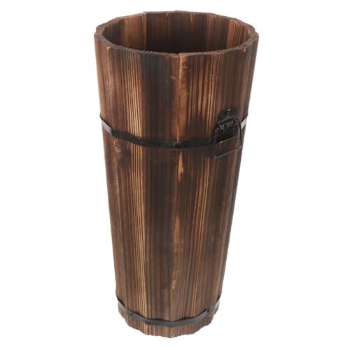FUNOMOCYA Space-saving Umbrella Stand Holder Rustic Wooden Bucket Indoor Hotel Rack