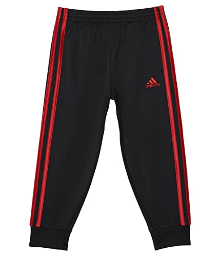 Jogger adidas enfant 2T en tricot noir et rouge à taille élastique