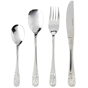 Esmeyer 4-delig kinderbestek model Bambino van roestvrij staal 18/0, gepolijst. In witte doos, zilver, 20 x 17,5 x 2,5 cm