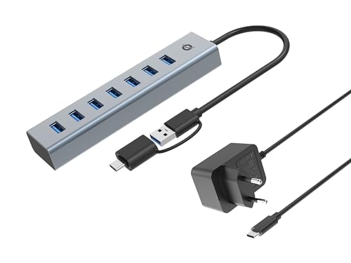 Conceptronic HUBBIES21GP hub y conector USB 3.2 Gen 1 (3.1 Gen 1) Type-A 5000 Mbit/s Gris