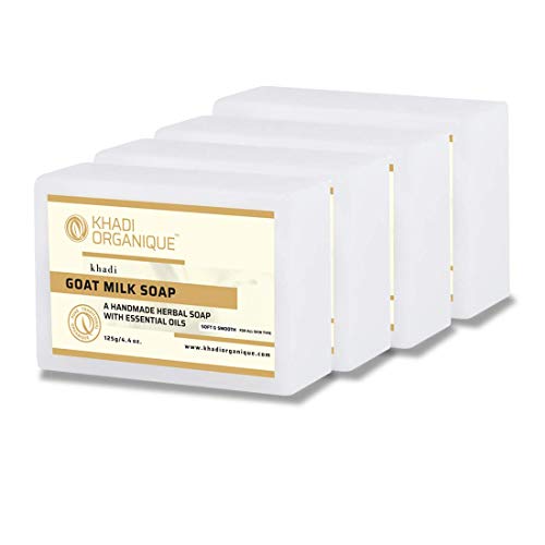 Khadi Organique Handmade Natural Goat Milk Soap Bar with essential Oils | Deep Moisturizing, Hydrating & Nourishing Formula | For Men & Women | SLS & Paraben Free | 125g Each (Pack of 4)