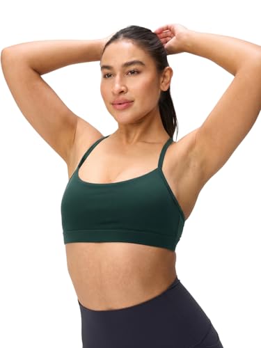 Image of Womens Y Back Padded Sports Bra Strappy U Neck Butter Soft Low Impact Workout Bras Yoga Pilates Walking