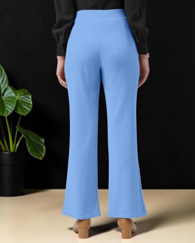 Image of Women Solid Flared Trousers Pack of 2 | High Waist Stretchable Office Pants for Women | Formal Bell Bottom Palazzo Trouser Combo