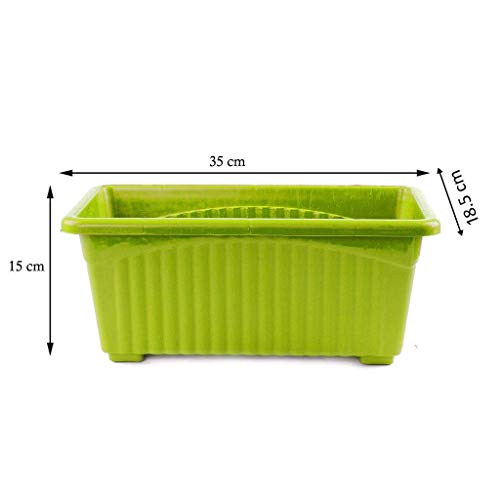 Image of PlantaZee Rectangular Plastic Pots for Plants, Multicolor 14 INCH Jupiter Flower Pots for Home, Window Display, Garden Plant Container Set (3)
